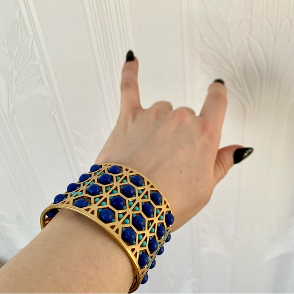 Abacus gold and blue beaded bracelet - Picture 6 of 6